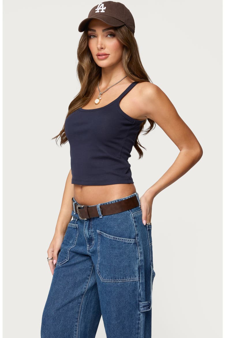 Basic Babe Crop Stretch Cotton Camisole, Alternate, color, NAVY