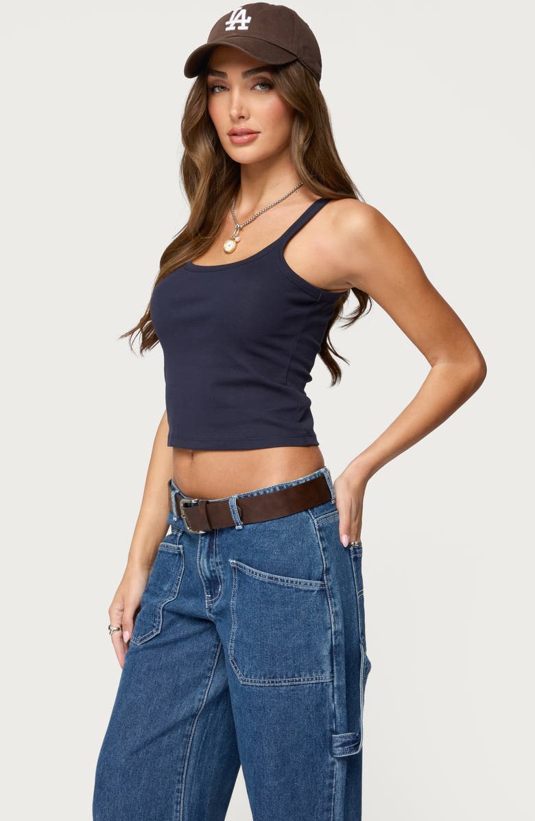 EDIKTED Basic Babe Crop Stretch Cotton Camisole, Alternate, color,