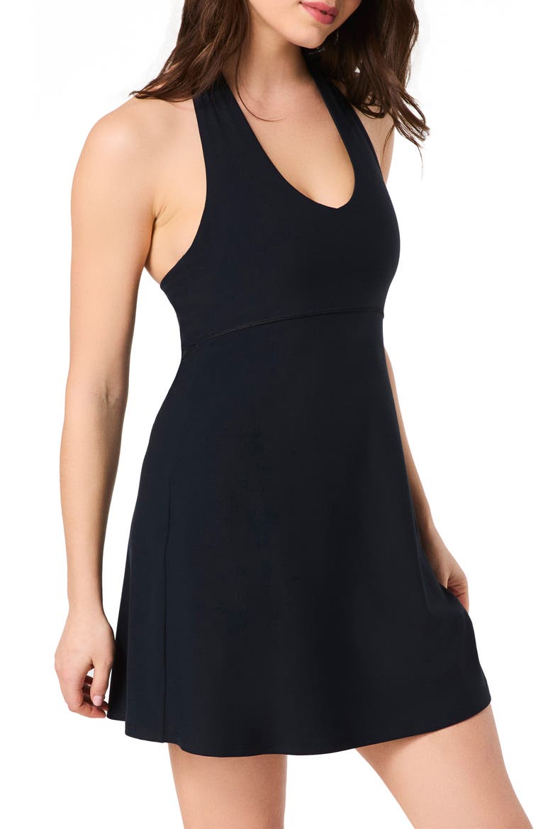 OnForm Halter Mini Sundress, Alternate, color, VERY BLACK