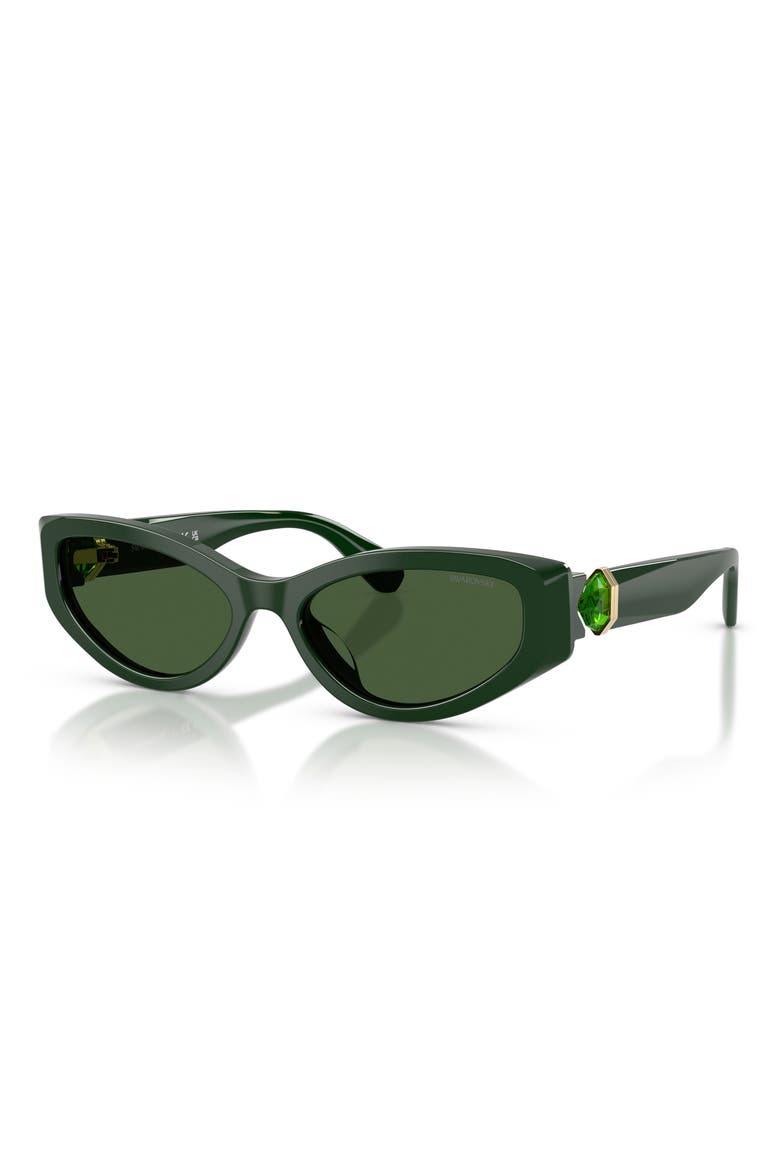 55mm Cat Eye Sunglasses, Alternate, color, DARK GREEN / DARK GREEN