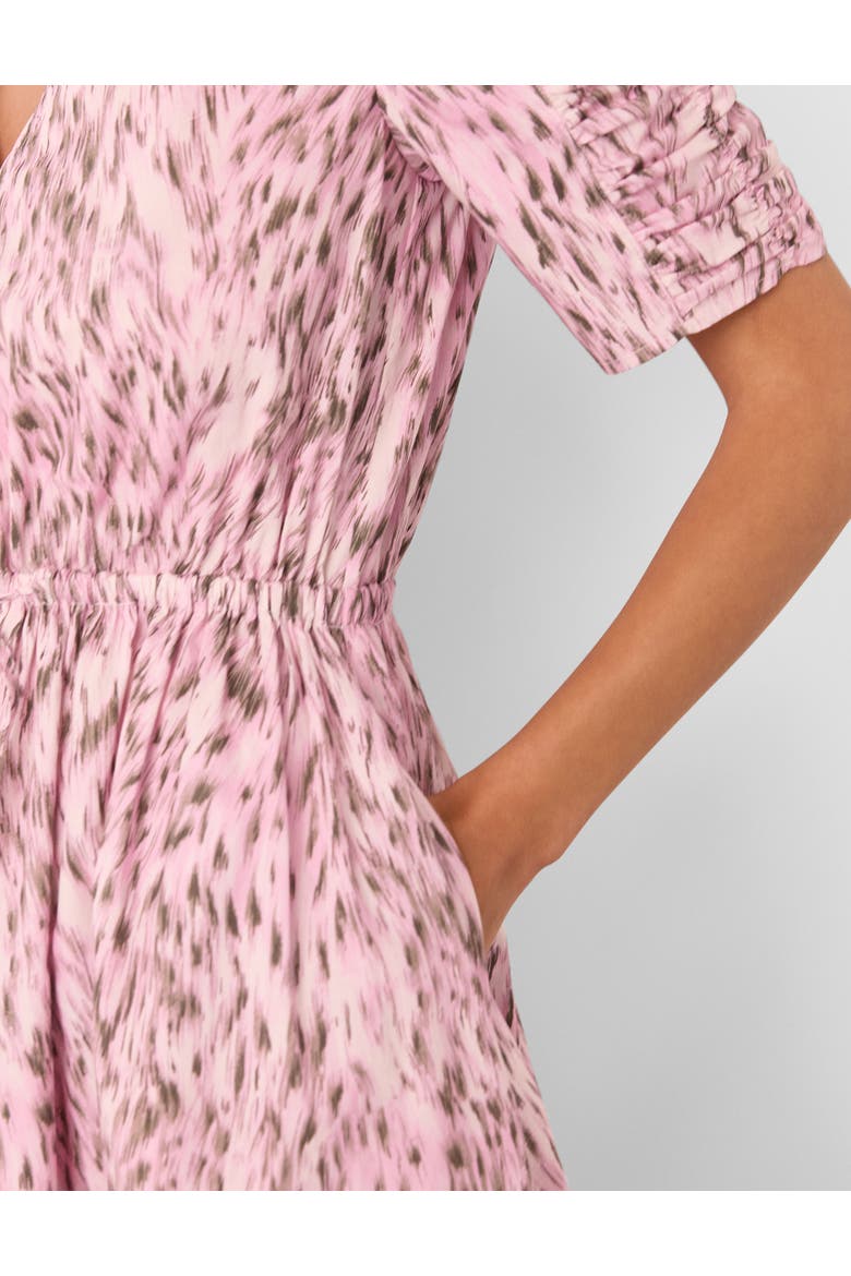 Short Sleeve V-Neck Printed Midi Dress, Alternate, color, Pink/Multi