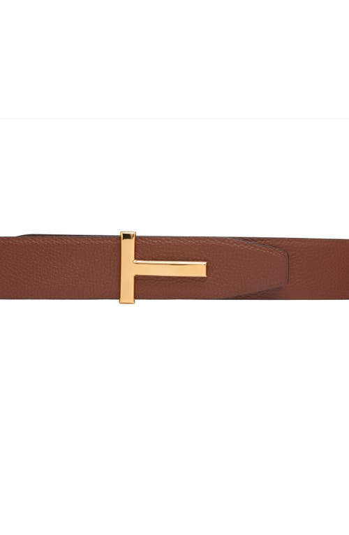 Tom Ford T Icon Reversible Soft Grain Leather Belt In Brown