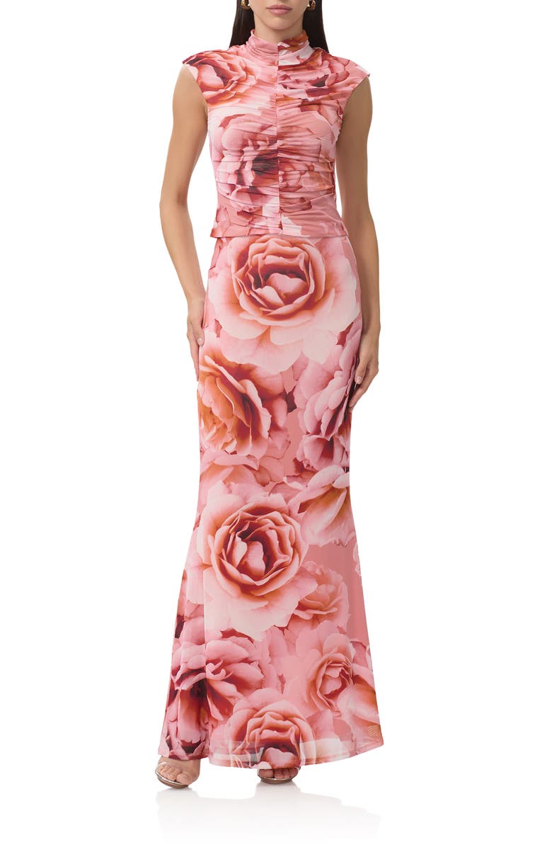 AFRM Jolie Mock Neck Sleeveless Top, Alternate, color, Peach Roses