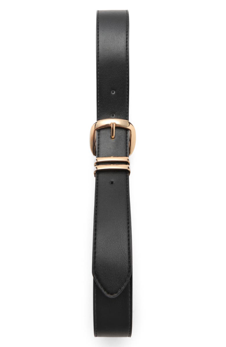 MANGO Faux Leather Belt, Alternate, color, Black