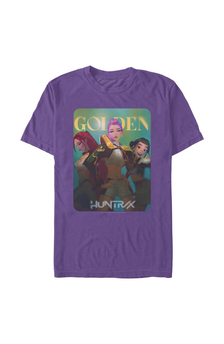 KPop Demon Hunters Men's KPop Demon Hunters Huntrix Golden Photocard Graphic T-Shirt, Main, color, Purple