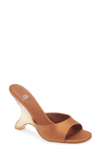 Jeffrey Campbell Mew 2 Satin Slide Sandal In Brown