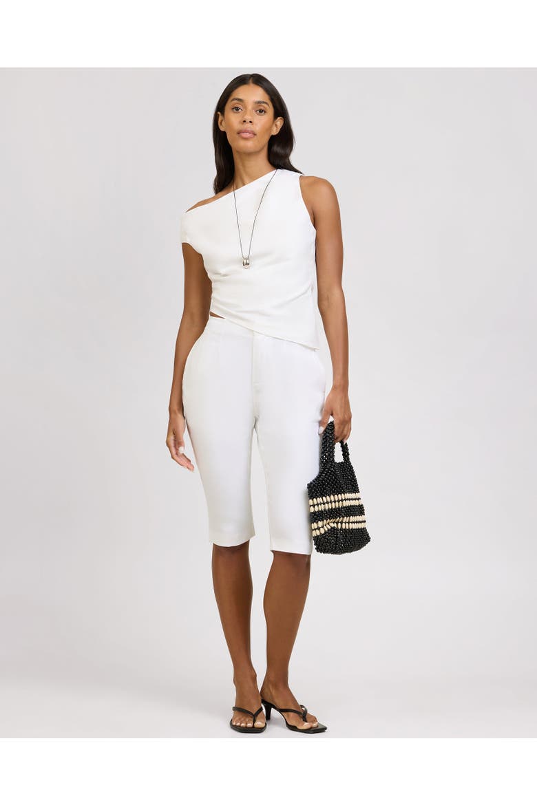 Cold Shoulder Asymmetrical Top, Alternate, color, White
