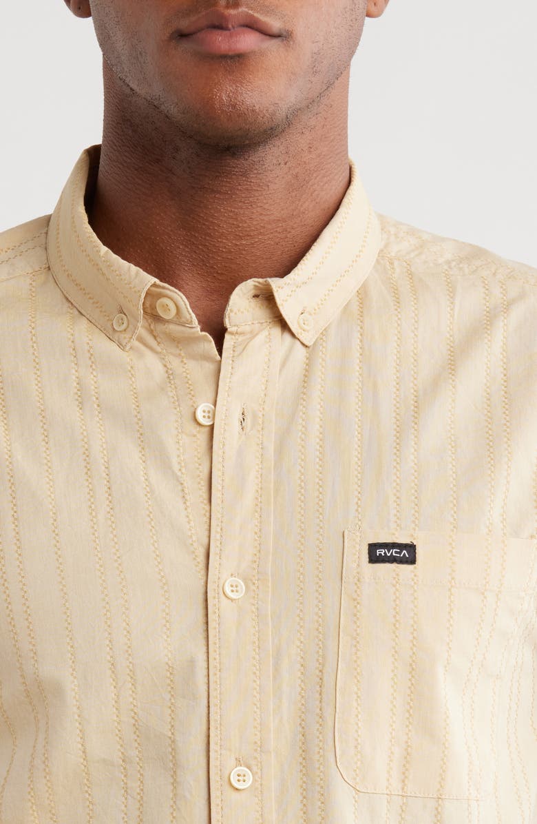 RVCA That'll Do Stripe Slim Fit Short Sleeve Button-Down Shirt, Alternate, color, 