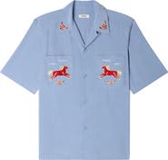 SANDRO Embroidered horse loose-fit shirt