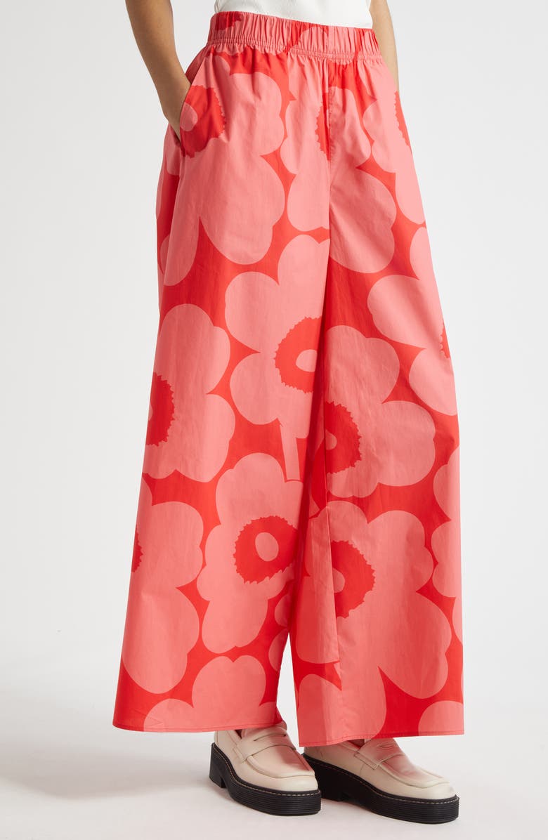 Marimekko Voimakukka Unillo Cotton Pants, Alternate, color, Red Pink