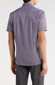 SOUL OF LONDON Geometric Print Microfiber Short Sleeve Sport Shirt