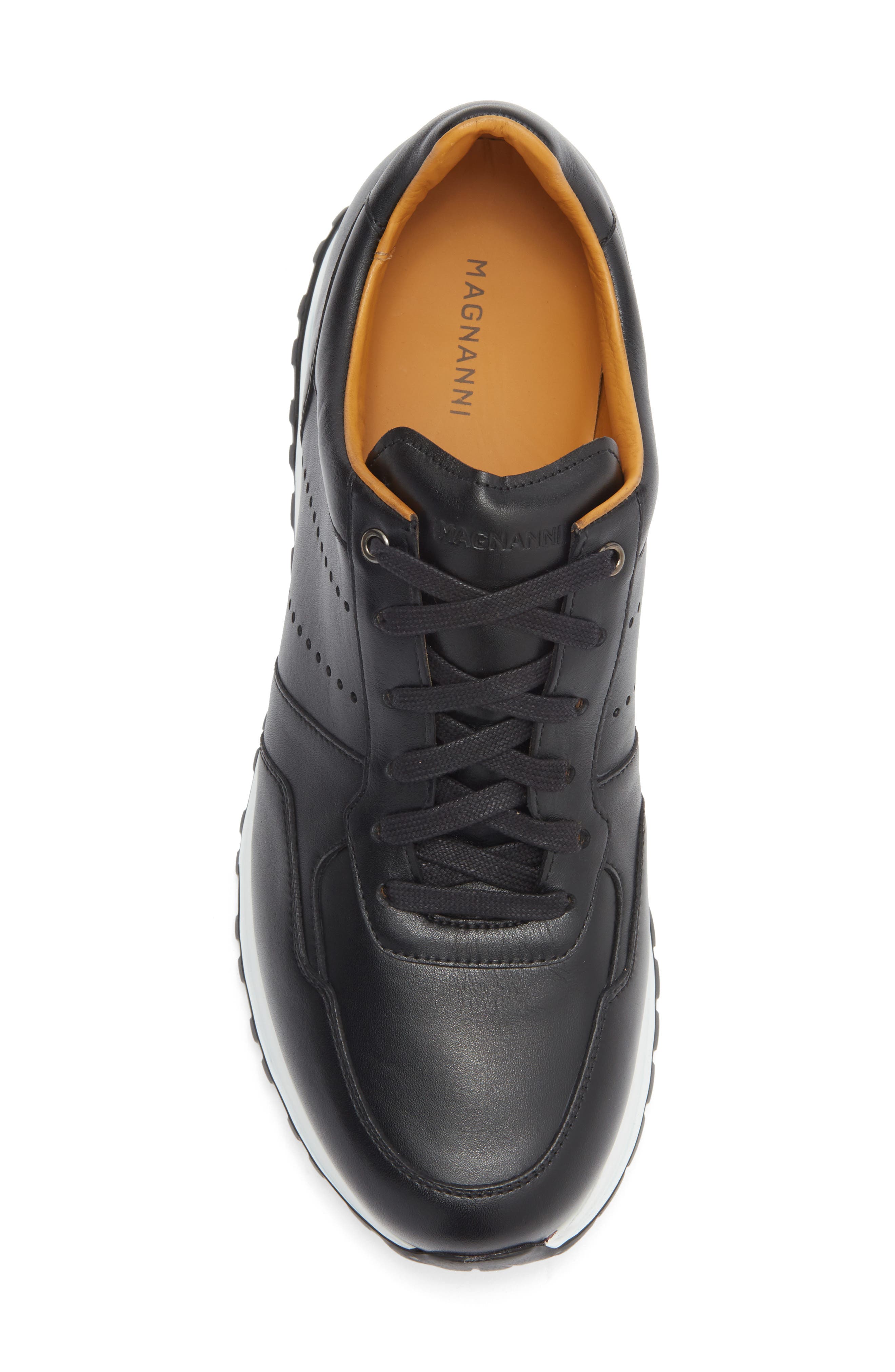 Magnanni Fado Leather Sneaker, Alternate, color, Black/ Black