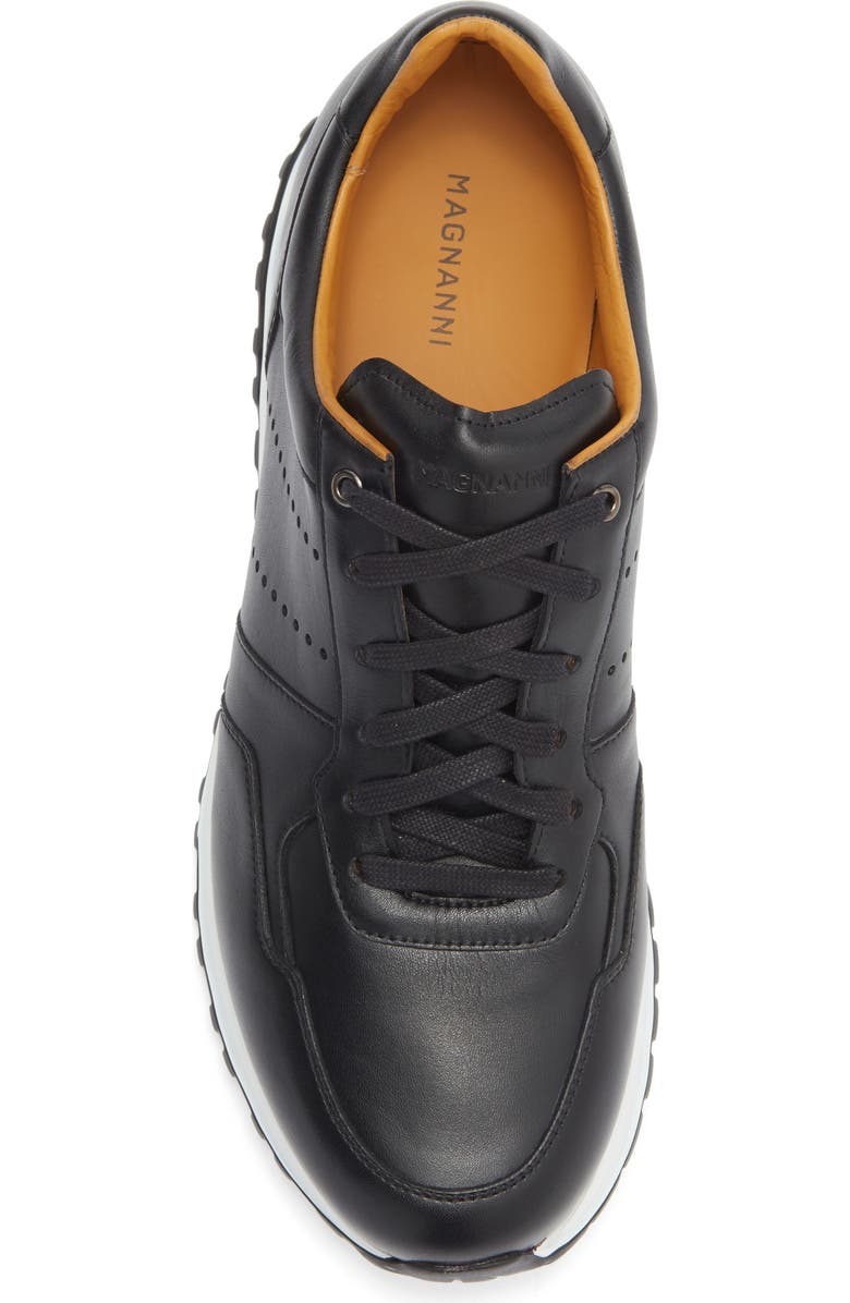 Magnanni Fado Leather Sneaker, Alternate, color, Black/ Black
