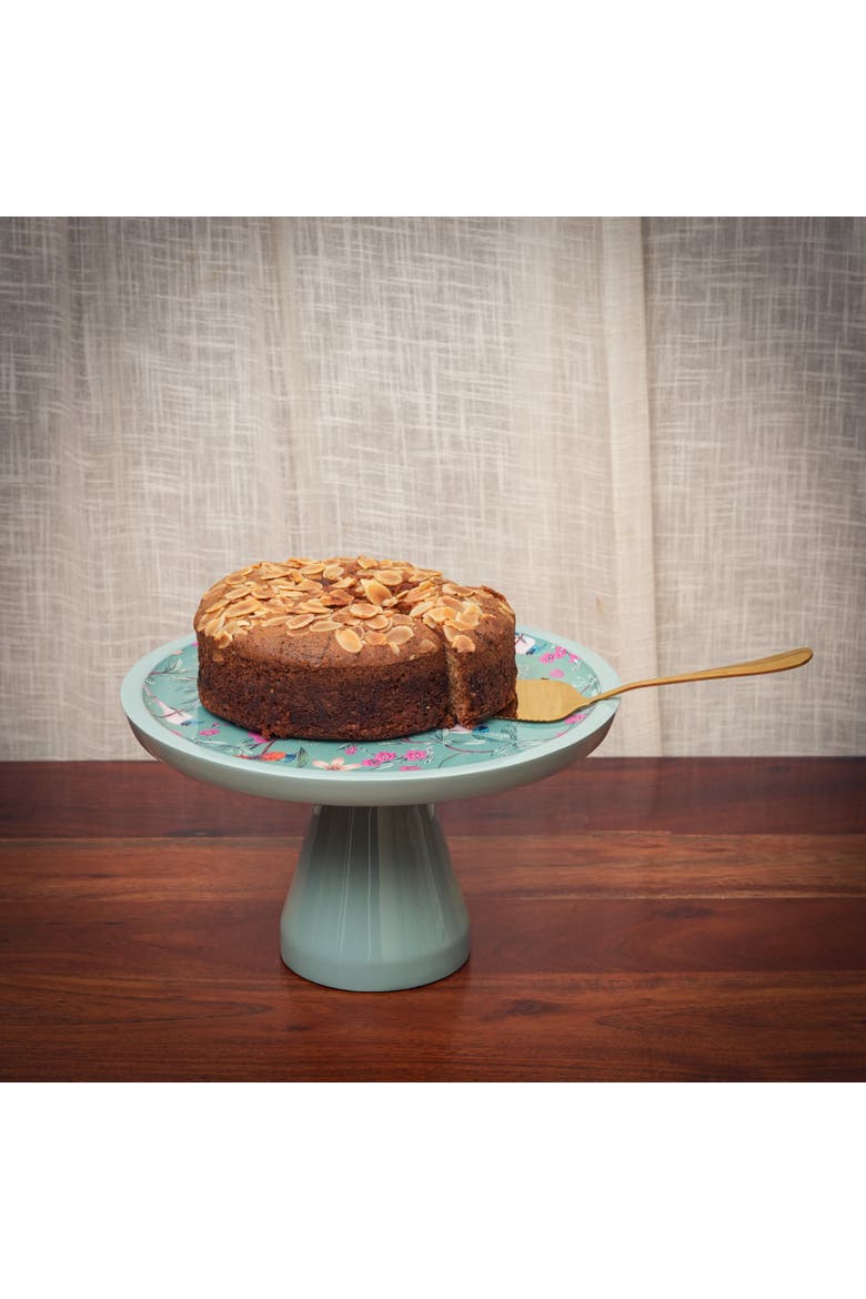 Aqua Flora Pedestal Cake Stand, Alternate, color, Aqua Flora