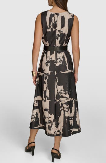 Donna Karan New York Abstract Print Sleeveless Midi Dress