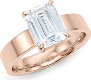 HauteCarat Emerald Cut Cigar Lab Created Diamond Ring