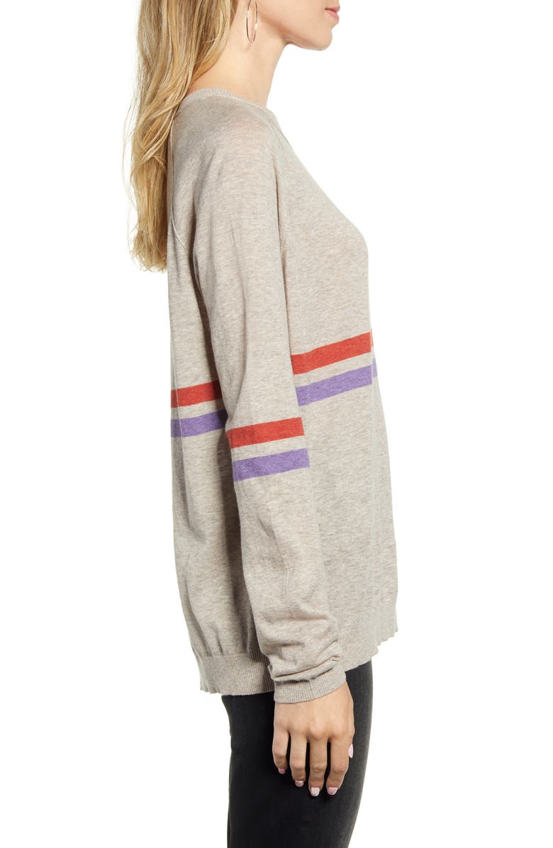 Velvet by Graham & Spencer Race Stripe Lux Cotton Sweater, Alternate, color, 