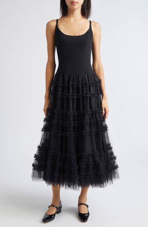 Zoella Ruffle Jersey & Mesh Dress