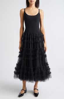 Cinq à Sept Zoella Ruffle Jersey & Mesh Dress
