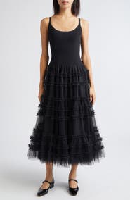Cinq à Sept Zoella Ruffle Jersey & Mesh Dress