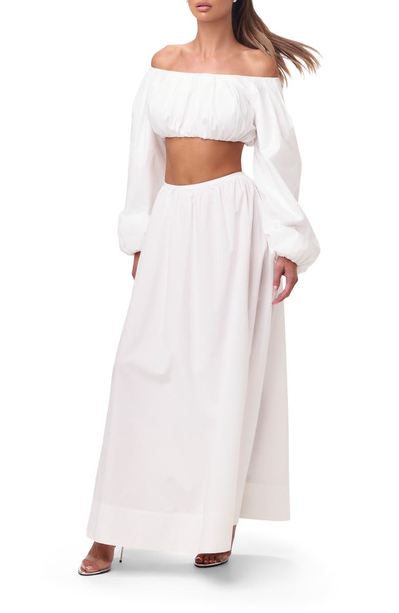 Naked Wardrobe Shirting Off the Shoulder Crop Top, Alternate, color, 