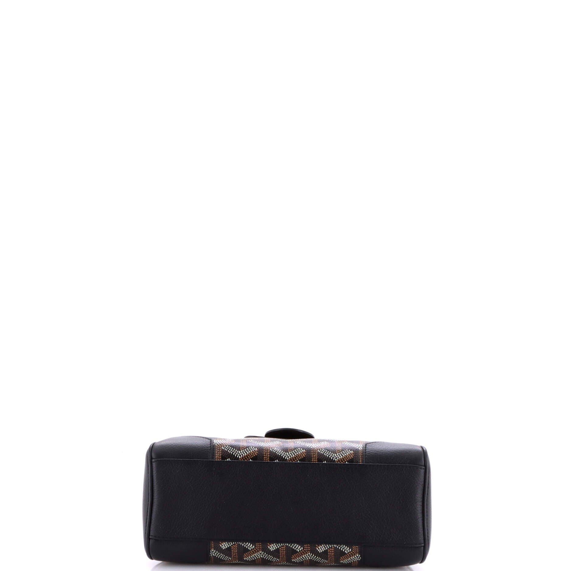 Pre-Owned Goyard Saigon Top Handle Bag Coated Canvas with Leather Mini, Alternate, color, Black