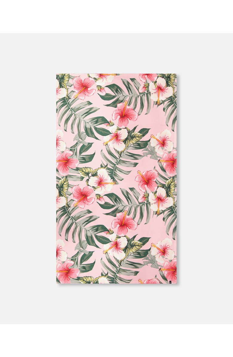 Deux par Deux Lightweight Hibiscus Beach Towel, Main, color, Pink Hibiscus Print