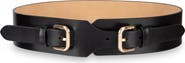 Sam Edelman Double Buckle Leather Wide Belt