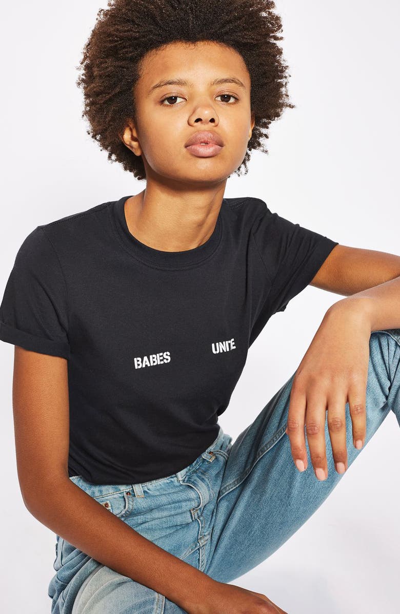 Topshop Babes Unite Tee, Alternate, color, 