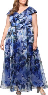 Alex Evenings Floral Organza A-Line Gown