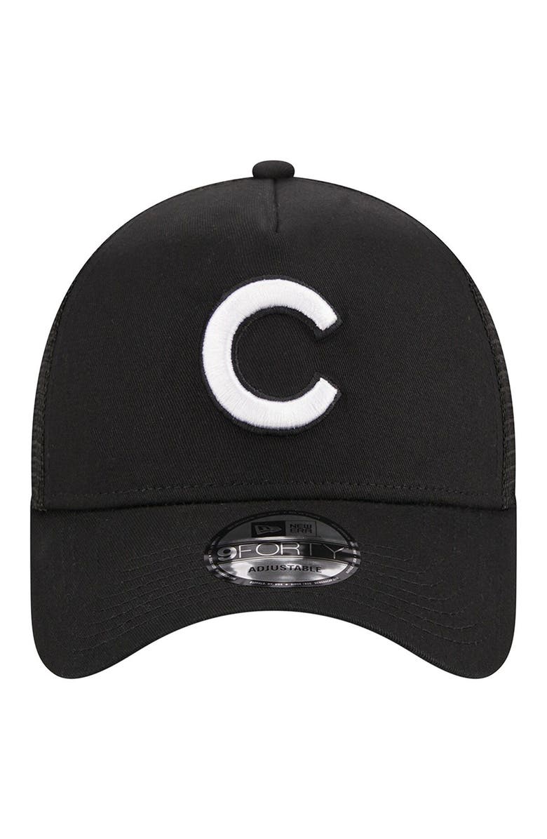New Era Men's New Era Black Chicago Cubs A-Frame 9FORTY Trucker Adjustable Hat, Alternate, color,