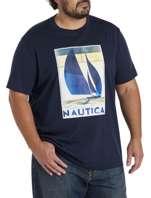 Nautica Big & Tall Sailboat Graphic Tee In Navy