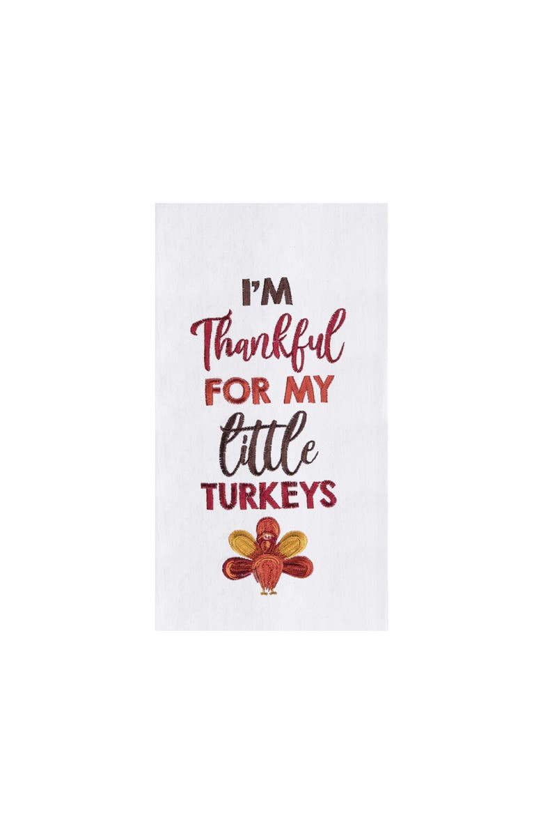C&F Home Little Turkey Embroidered Flour Sack Dishtowel, Main, color, White
