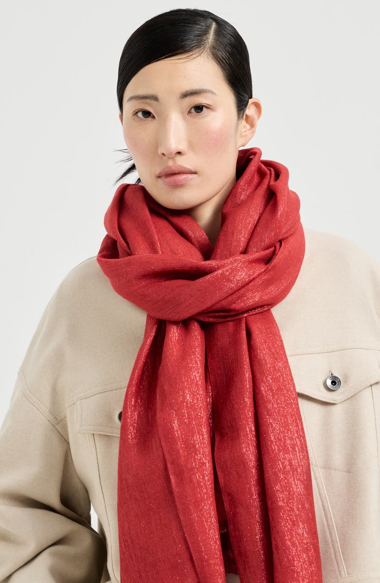 Brunello Cucinelli Sparkling scarf, Alternate, color, Red