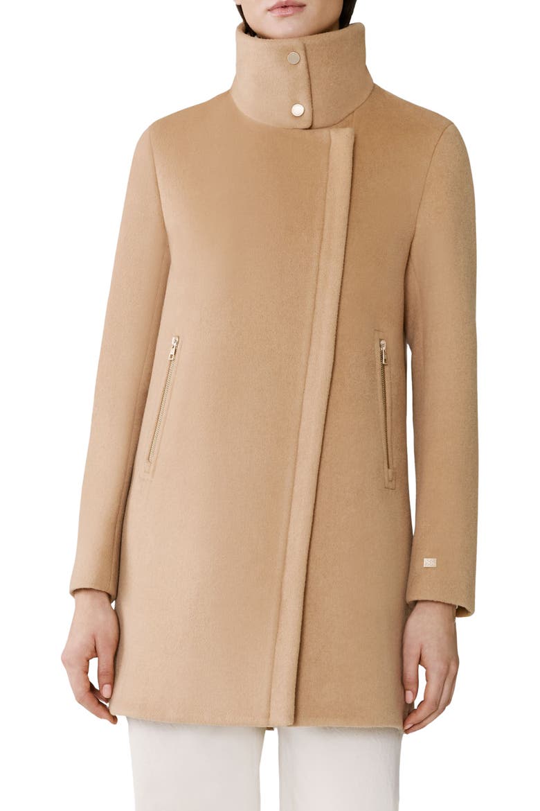 Abbi Wool Blend Coat with Removable Quilted Puffer Bib, Main, color, TEAK
