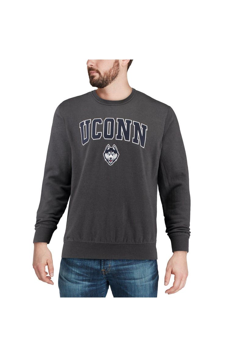 Men's Colosseum Charcoal UConn Huskies Arch & Logo Crew Neck Sweatshirt, Alternate, color, Charcoal