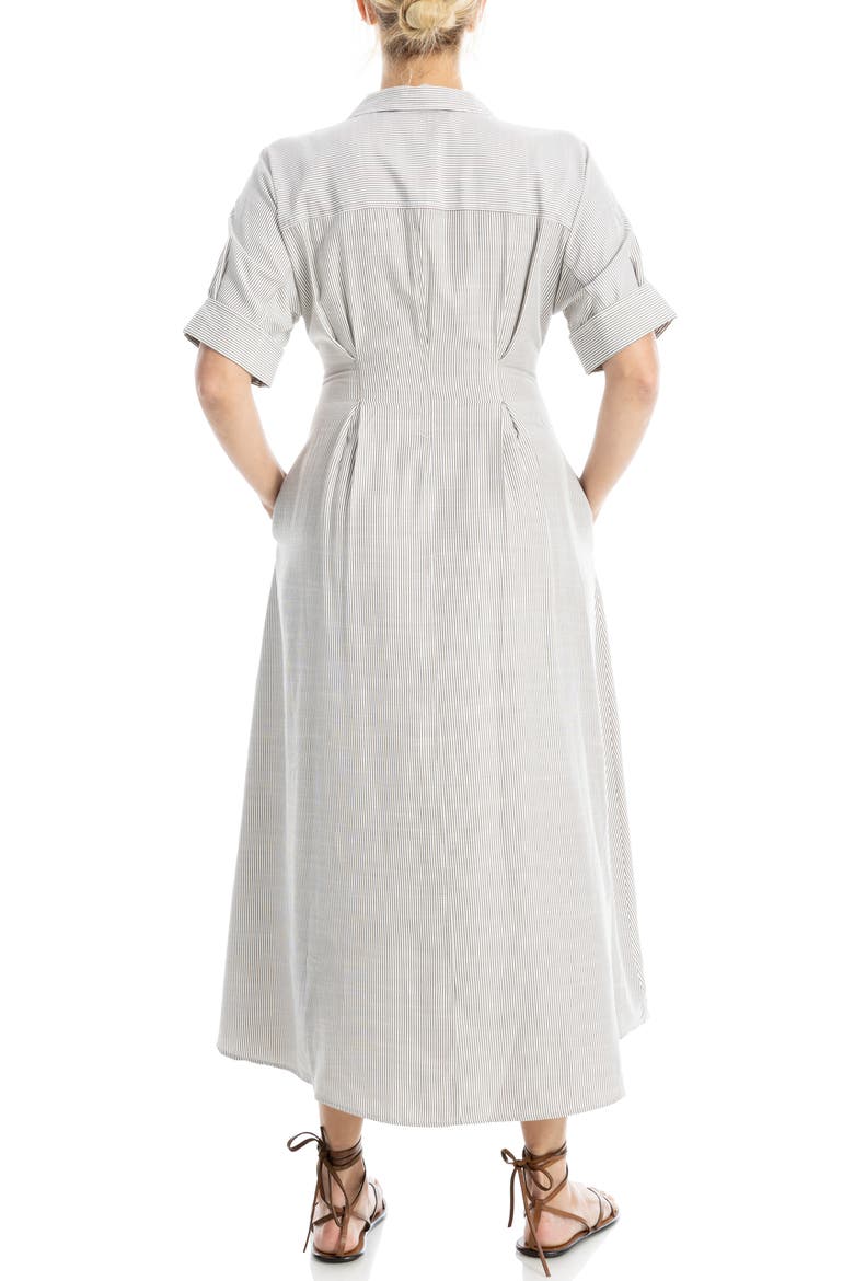 Stripe Short Sleeve Maxi Shirtdress, Alternate, color, OFF WHITE/ TOFFEE MINI STRIPE