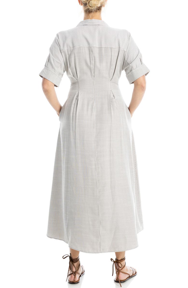 MAX STUDIO Stripe Short Sleeve Maxi Shirtdress, Alternate, color, Off White/ Toffee Mini Stripe