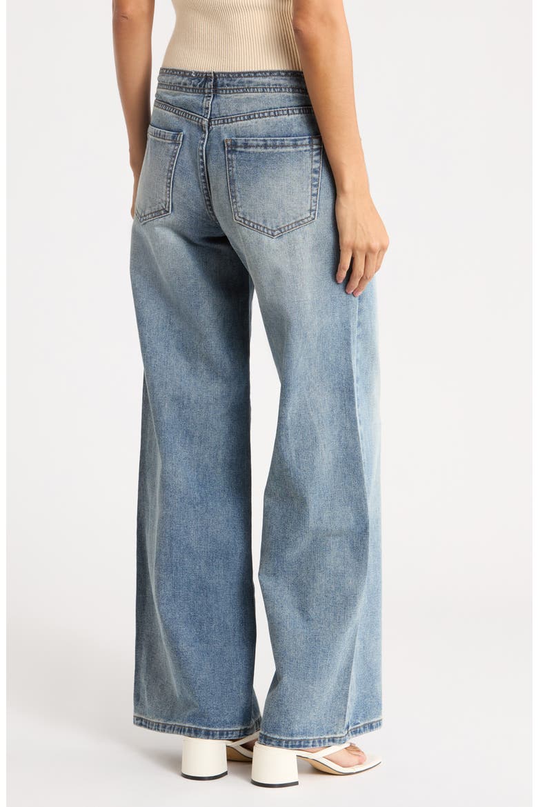 Low Rise Drawstring Wide Leg Jeans, Alternate, color, INDIGO