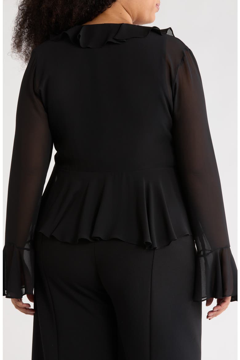 Sheer Ruffle Blouse, Alternate, color, BLACK