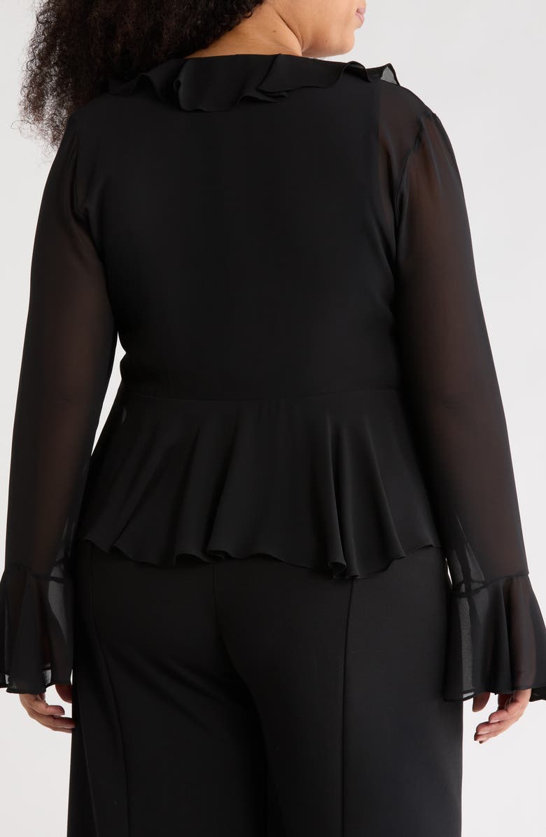 Renee C Sheer Ruffle Blouse, Alternate, color, Black