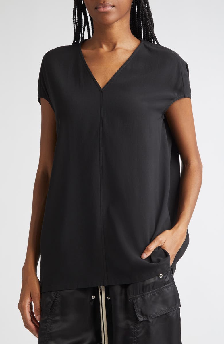 Rick Owens Floating Washed Charmeuse Top, Alternate, color, Black