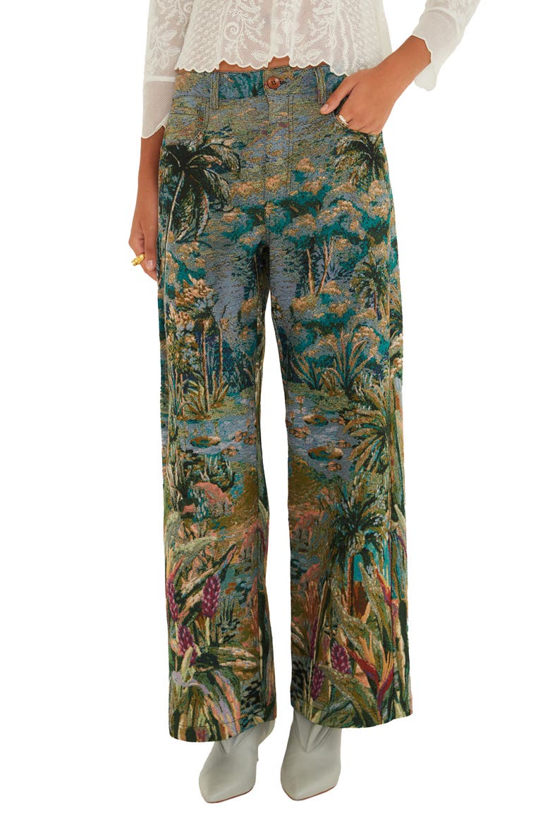 Petricor Jacquard Wide Leg Pants, Main, color, GREEN