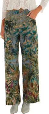 FARM Rio Petricor Jacquard Wide Leg Pants