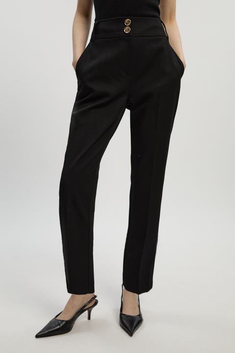Petite Textured Straight Leg Trousers