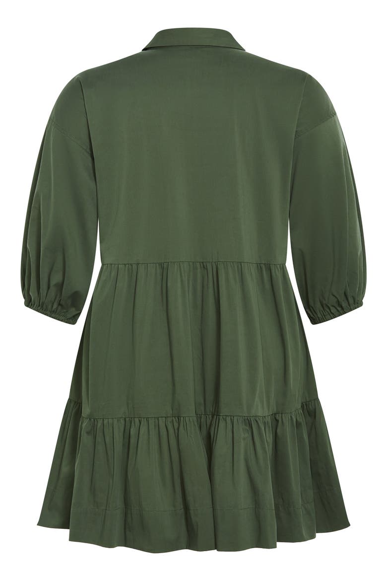 Kiara Balloon Sleeve Tiered Shirtdress, Alternate, color, KHAKI