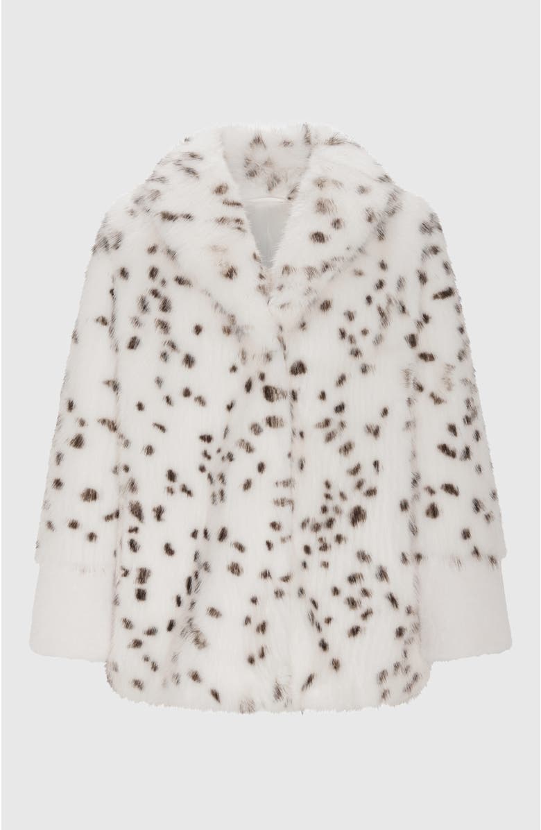 Lyla Grant Fur-Free Fox & Mink (Faux Fur) Jacket, Alternate, color, White/Black Spotted