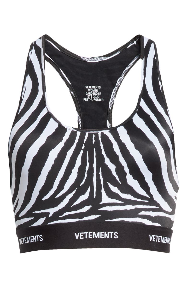 VETEMENTS Zebra Print Sports Bra, Alternate, color, 