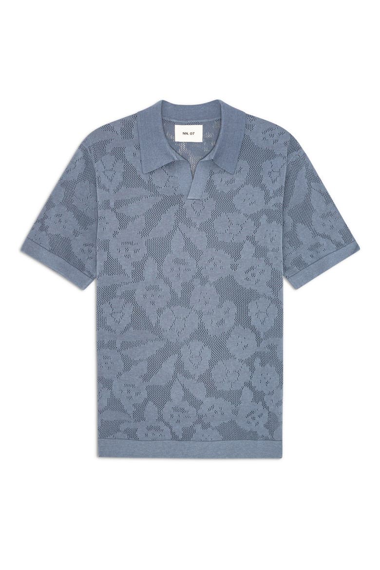 Ryan Floral Pointelle Jersey Polo, Alternate, color, STONE BLUE