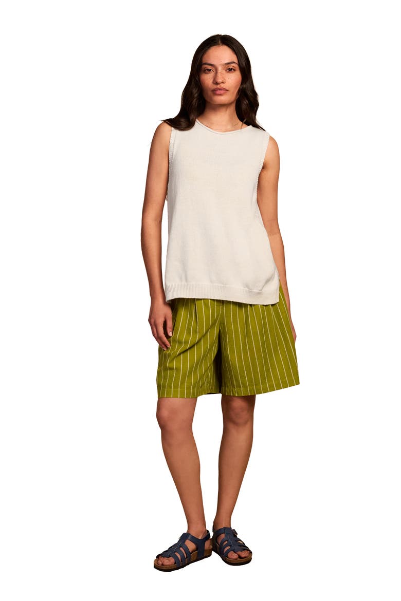 Pleat Front City Shorts, Alternate, color, Willow Stripe